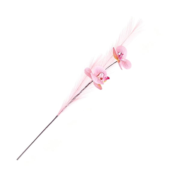 1Pcs 28In Soft Artificial Phalaenopsis Orchid Cattail Arrangement Realistic Faux Plant for Indoor Desk Table Vase Hotel Decor Pink