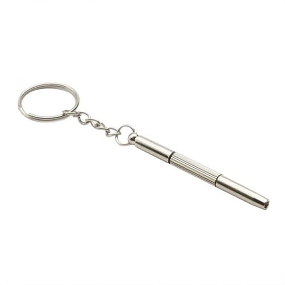 1Pcs 3 in 1 Eyeglass Sunglass Tightener Tool Set with Keychain,for Eyeglasses Glasses Screwdriver Eye Glass Repairing Kit, Alloy Tool for Eyeglasses Frame Watch Jewelry Cleaning Repair(Silver)