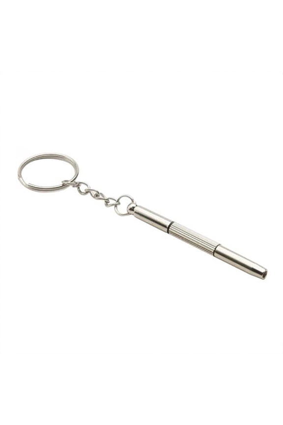 1Pcs 3 in 1 Eyeglass Sunglass Tightener Tool Set with Keychain,for Eyeglasses Glasses Screwdriver Eye Glass Repairing Kit, Alloy Tool for Eyeglasses Frame Watch Jewelry Cleaning Repair(Silver)