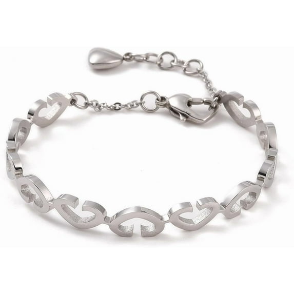1Pcs 304 Stainless Steel Bangles with Safety Chains Hollow Heart Jewelry Making Bracelets Stainless Steel Color Bracelets Ornament for Necklace Bracelet Jewelry Making for diy