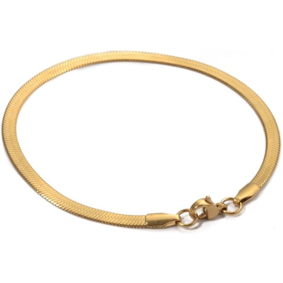 1Pcs 304 Stainless Steel Bracelets Herringbone Chain Bracelets Bracelets with Lobster Claw Clasps for Women Birthday Festival Elegant Gifts Personalized Jewelry (7.08 inch)18cm 3x0.5mm 1pc