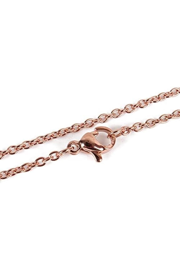 1Pcs 304 Stainless Steel Cable Chains Necklace Making Minimalist Chain Necklace Choker with Lobster Claw Clasps for Men Women Personalized Jewelry PVD Vacuum Plating Rose Gold 17.9 inch