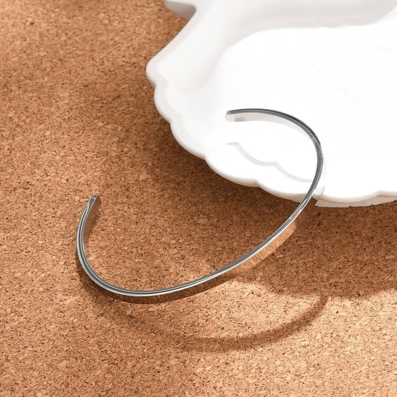 1Pcs 304 Stainless Steel Cuff Bangles Minimalist Simple Open Bangles Stainless Steel Color Metal Bracelets