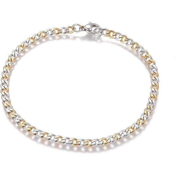 1Pcs 304 Stainless Steel Curb Chain Bracelets Bracelets with Lobster Claw Clasps Golden Stainless Steel Color Bracelets Decoration for Necklace Bracelet Jewelry Making