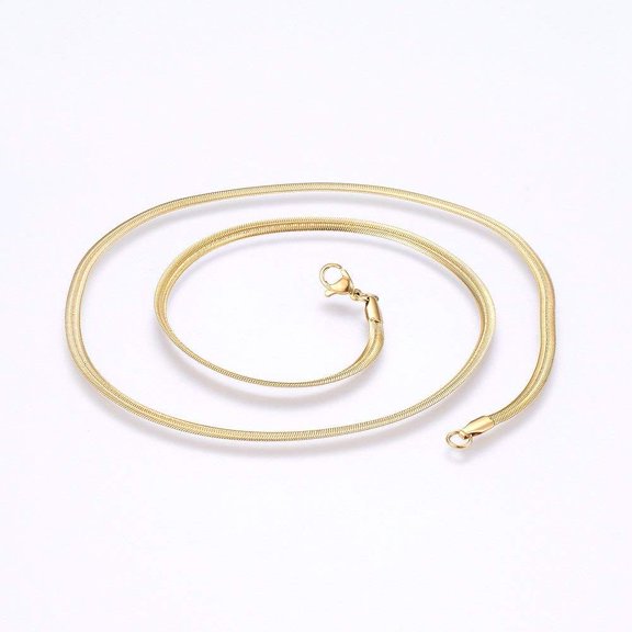 1Pcs 304 Stainless Steel Herringbone Chain Necklaces 3mm Flexible Dainty Chain Necklace for Women Jewelry Gift with Lobster Claw Clasps Golden 17.7 inch for DIY