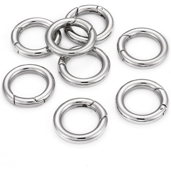 1Pcs 304 Stainless Steel Spring Gate Rings Manual Polishing Metal Spring Gate O Rings Stainless Steel Color Snap Buckle Clasp DIY