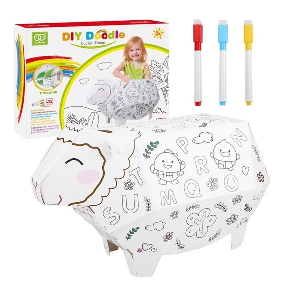 1Pcs 3D Cardboard PlaySheep Educational DIY Toy Hand-Painted Interactive Cardboard Assembly Sheep Toy for Children