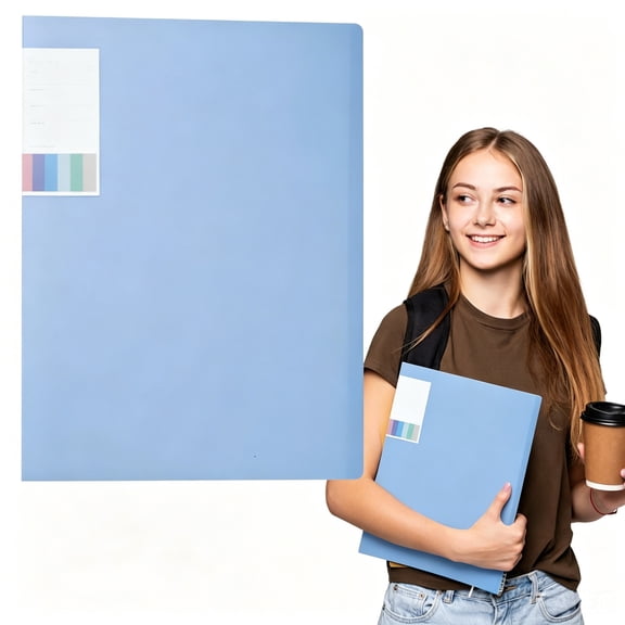 1Pcs 40 Pocket A4 File Portfolio Organizer,12.13×9.06in Morandi Blue Plastic Storage Folder, Front Blank Label Tab Document Book For Meeting Report Arrangement
