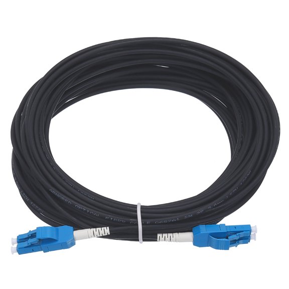 1Pcs 49.2Ft Single Mode Uniboot Duplex OS2 Fiber Optic Cable LSZH LC/UPC-LC/UPC Armored Jumper Optical Black
