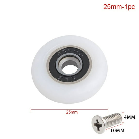 1Pcs/4Pcs Durable with Screw Nylon Fastener Hardware Shower Door Roller Sliding Door Pulley 19/23/25/27/29mm Runner Wheels 1PCS 25MM