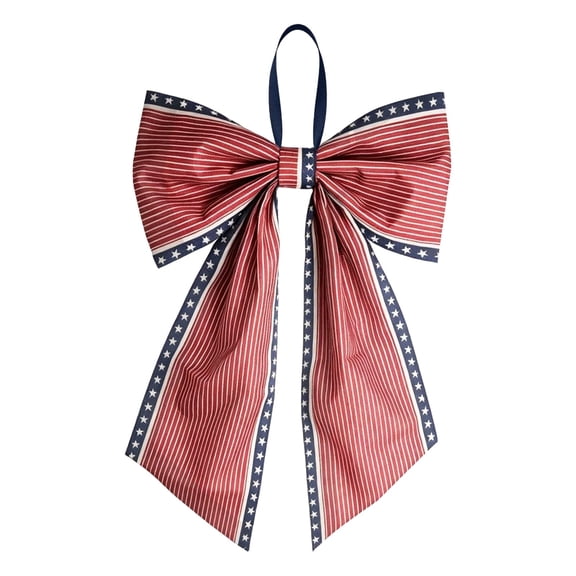 1Pcs 4th of July Decorations, Large Patriotic Ribbon Bow, Stripe Stars Tree Topper Patriotic Bows, for Independence Day, Memorial Day, Indoor/Outdoor Home Holiday Party
