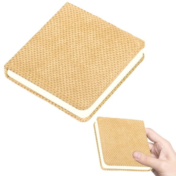 1Pcs 5.71in Square Unlined Blank Handheld Notebook, Knitted Texture Soft Cover Pocket Journal, Portable Mini Writing Diary For Art Draft & Budget Recording