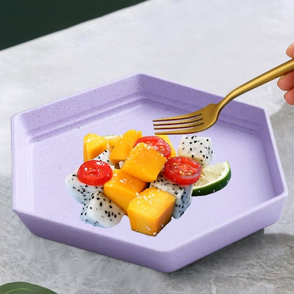 1Pcs 5.9" Square Lightweight Wheat Straw Plates, Deep Dinner Dishes, Camping Dinnerware for Serving pasta fruit for Kids Toddlers and Adults (Purple)