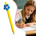 thumbnail image 1 of 1Pcs 5.91in Yellow Barrel Floral Retractable Gel Ink Pen, Consistent Flow Black Rollerball Pen, Decorative Daisy Writing Pen for Journaling & Office Decor, 1 of 6
