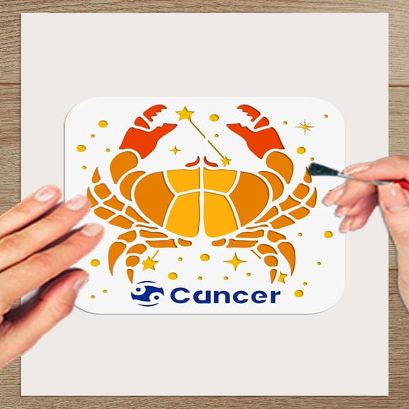1Pcs 5.9x5.9 inch Constellation Plastic Hollow Out Painting Stencil Cancer Stars Drawing Templates