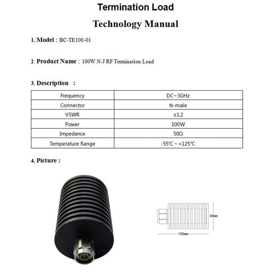 1Pcs 50W Dummy Load N Female Socket Dc - 3Ghz 50 Ohm & 1Pcs 100W Dummy Load N Male Connector Dc - 3Ghz 50 Ohm