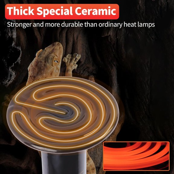 1Pcs 50W Reptile Heat Lamp, Pet Infrared Ceramic Heater Emitter Appliances Lamp, for Amphibian Pet Brooder Coop, Lizard, Turtle, Snake, Terrarium Incubating Chicken