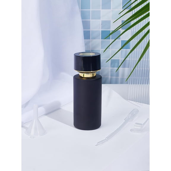 1Pcs 50ml Column Glass Spray Bottles Refillable Bottle Spray Container with Plastic Funnel Hopper Transfer Pipettes Pump for Cleaning Essential Oils Hair Plants 4.05x10.05cm