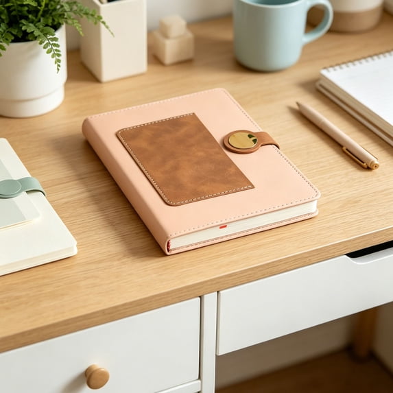 1Pcs 8.3in A5 PU Leather Business Journal, Metal Snap Buckle Hardcover Notebook, Flat Lay Ink-Proof Lined Diary For Corporate Meeting & Business Trip Planning