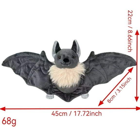 1Pcs 8.66inch Realistic Bat Stuffed Animals, Hugging Soft Bats Plush Toy Gift for Halloween Christmas Party