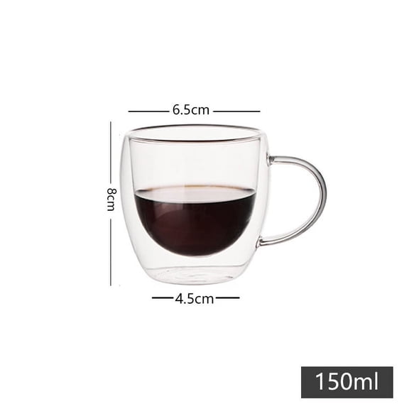 1Pcs 80-450ML Double Coffee Glasses Double Insulated Glass Cups For Hot & Cold Coffee Milk Transparent Mug With Handle Glasses