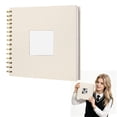 thumbnail image 1 of 1Pcs 8x8 Inch Scrapbook Photo Album 8in Linen Cover - 40 Sheets Memory Book with Window Display & Photo Corners, DIY Wedding Guest Book Travel Anniversary Journal for Home Decoration Gift, Beige, 1 of 5