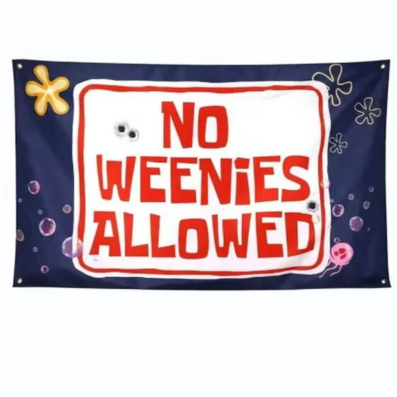 1Pcs 95x75cm Tapestry No Weenies Allowed Wall Hanging Tapestry Home Decor Fabric Banner Wall Cloth for Teen Girl Bedroom Dorm (GT325-1)