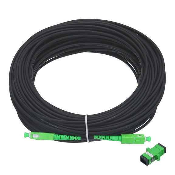1Pcs 98.4Ft Single Mode Simplex OS2 Fiber Optic Cable LSZH SC/APC-SC/APC Armored Jumper Optical Black with Adapter
