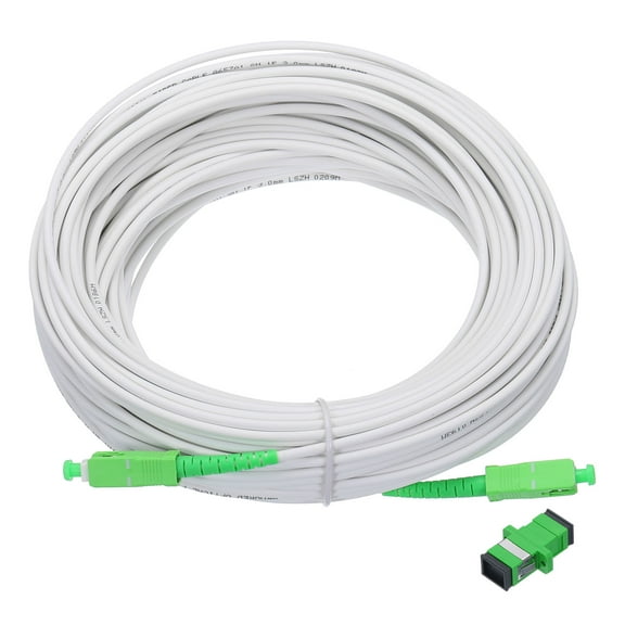 1Pcs 98.4Ft Single Mode Simplex OS2 Fiber Optic Cable LSZH SC/APC-SC/APC Armored Jumper Optical White with Adapter