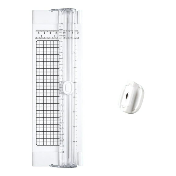1Pcs A4 Paper Cutter Slicer,3.46x10.62 Inch Paper Trimmer Scrapbooking Tool Supplies with Security Safeguard and Side Ruler, Portable Paper Slicer for Craft Paper, Label, Photo, Cardstock(White)