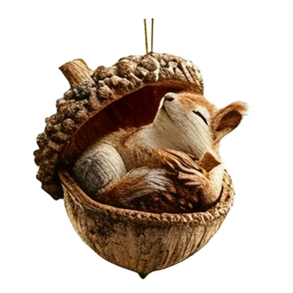 1Pcs Acrylic Forest Animal Ornaments, Rustic Woodland Christmas Tree Hanging Decor, Cute Animal Forest Nature-Themed Acorn Decorations for Animal Lovers Gift