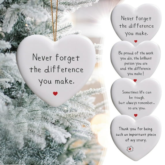 1Pcs Acrylic Heart Ornament Under $5! Yannianjz Acrylic Heart Ornament, Inspirational Quote Hanging Decoration for Christmas Tree, Home Wall, Gift for Friends, Colleagues, Thank You Present