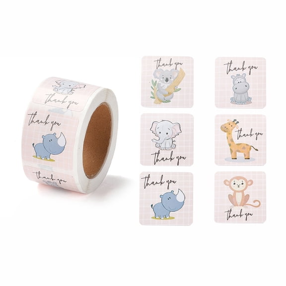 1Pcs Adhesive Thank You Stickers Roll Word Label Stickers Square Paper Gift Picture Stickers DIY
