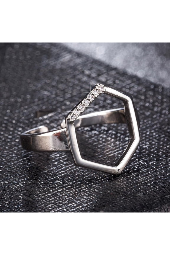 1Pcs Adjustable Finger Rings Cuff Rings Open Rings with Cubic Zirconia Knuckle Rings for Women Dainty Trendy Jewelry Stainless Steel Color Clear 15x13mm for DIY
