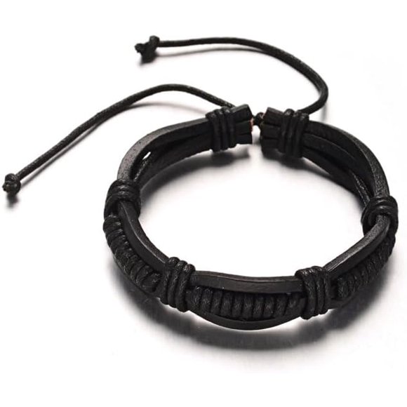 1Pcs Adjustable Leather Cord Bracelets Black Jewelry Making Bracelets Classic Bracelet for Women Birthday Festival Elegant Gifts Personalized Jewelry 56mm 13x9mm