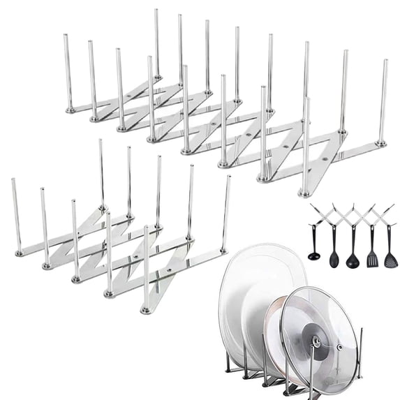 1Pcs Adjustable Pot Lid Organizers, Dish Rack to Store Houseware, Plate Rack While Cooking, Kitchen Cabinet Pantry Pan and Pot Lid Organizer Rack Holder