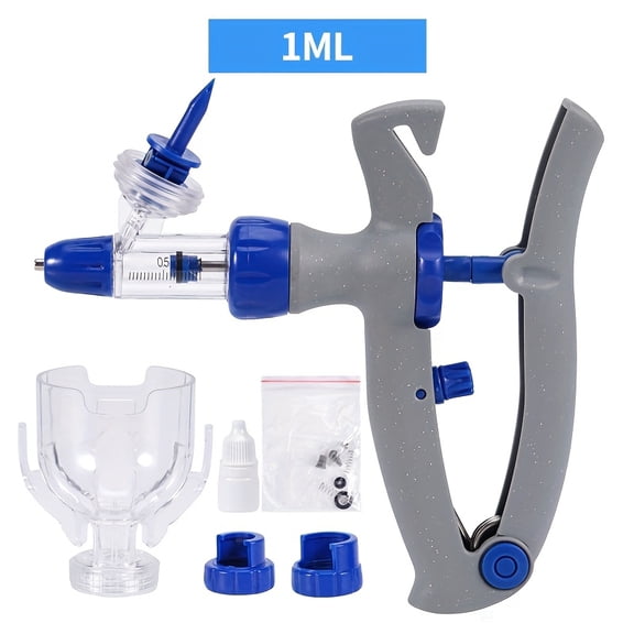 1Pcs Adjustable Veterinary Injector, Handheld Continuous Animal Syringe, 0.03oz Dose for Pig, Poultry, Chicken & Pets, No Needles Included