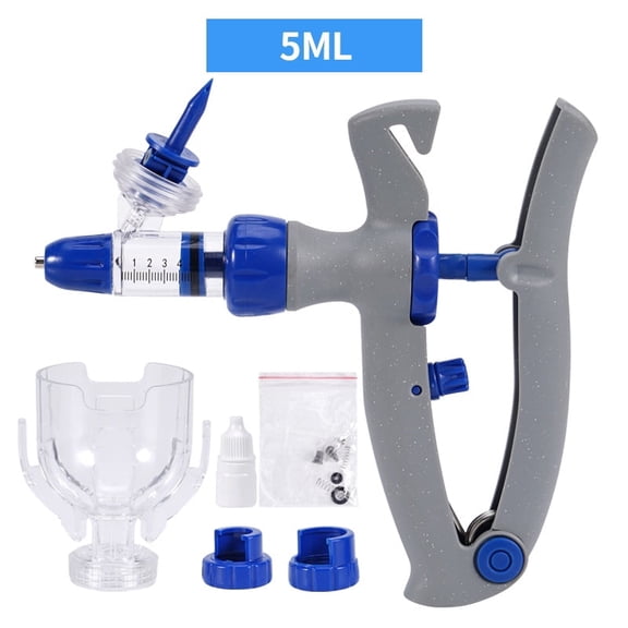 1Pcs Adjustable Veterinary Injector, Handheld Continuous Animal Syringe, 0.17oz Dose for Pig, Poultry, Chicken & Pets, No Needles Included