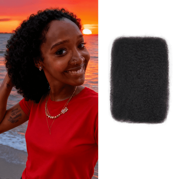 1Pcs Afro Kinkys Bulk Human Hair for Dreadlocks Extensions Repair, 12inch 50g Twist Braiding Afro Kinky Human Hair for Mini Twist Hair, Black