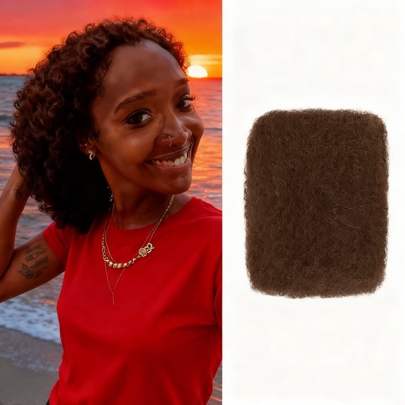 1Pcs Afro Kinkys Bulk Human Hair for Dreadlocks Extensions Repair, 12inch 50g Twist Braiding Afro Kinky Human Hair for Mini Twist Hair, Brown
