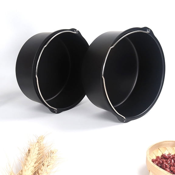 YOSADIER 1Pc Black Cake Barrel Air Fryer Accessory Nonstick Baking Pan with Handle
