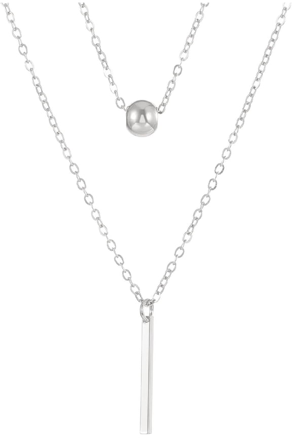 1Pcs Alloy Double Layered Necklaces Double Layered Necklace with Pendant Platinum Chain Necklace