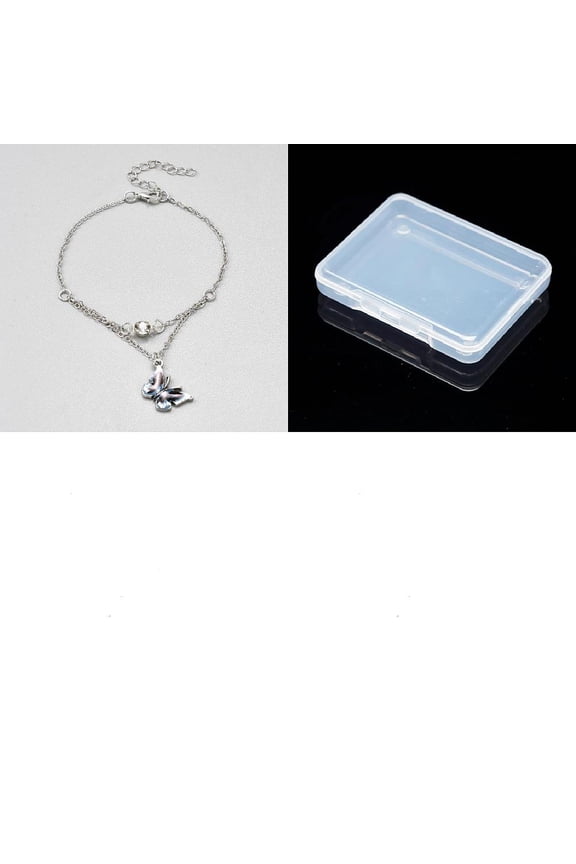 1Pcs Alloy Enamel Butterfly Anklets Platinum Rhinestone for Women Jewelry Gift 8-1/4 inch(210mm)1set