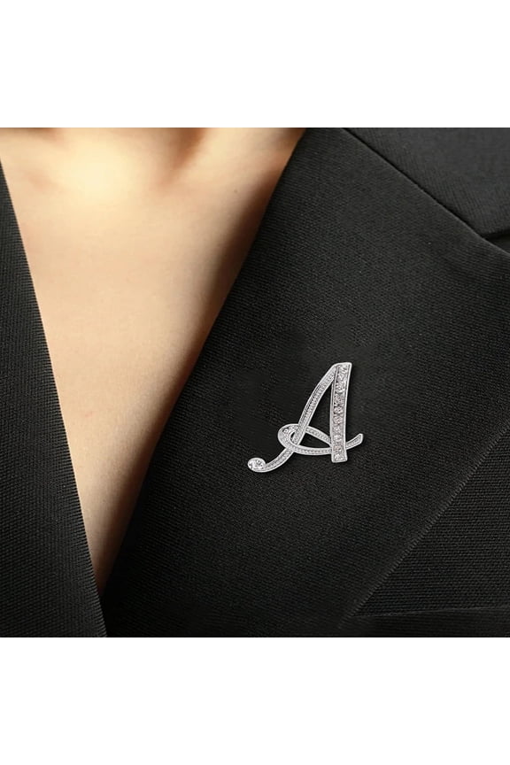 1Pcs Alloy Letter Brooches Initial Rhinestone Brooch Letter Lapel Pin for Women DIY