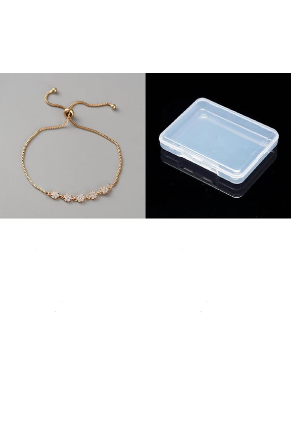 1Pcs Alloy Rhinestone Box Chain Slider Bracelets Flower Tennis Link Bracelets Golden Trendy Jewelry 32cm