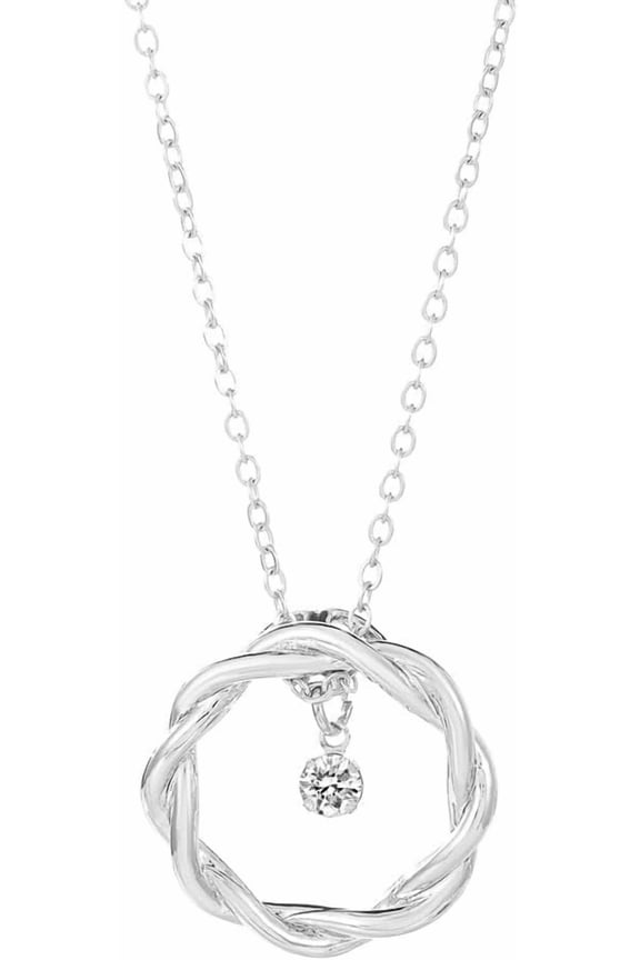 1Pcs Alloy Rhinestone Twining Ring Pendant Platinum Chain Necklaces Double Chain Pendant for Women Birthday Festival Elegant Gifts Personalized Jewelry 18.31 inch(46.5cm) for DIY Platinum