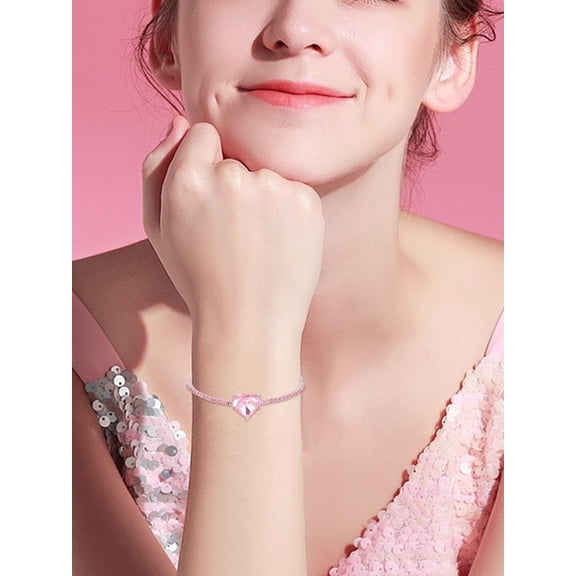 1Pcs Alloy Rhinetsone Heart Cuff Bangles Adjustable Bracelet for Women Inner Diameter: 2 inch(5cm)