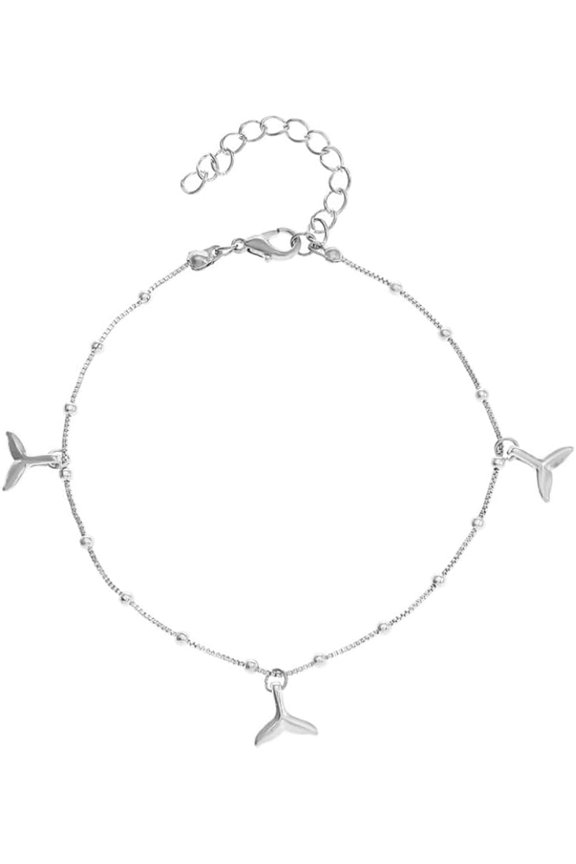 1Pcs Alloy Whale Tail Charm Anklets for Women Whale Tail Link Anklets Platinum Ankle Bracelets for Women DIY Necklace Bracelet Jewelry Craft Making 8-7/8 inch(225mm)