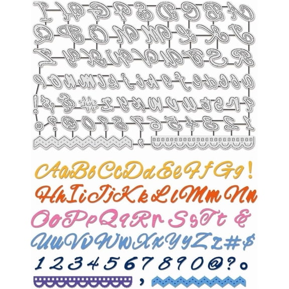 1Pcs Alphabet Cutting Dies Numbers Embossing Stencil Template with Punctuation Letters Metal Cutting Dies for DIY Paper Art Craft Scrapbooking Photo