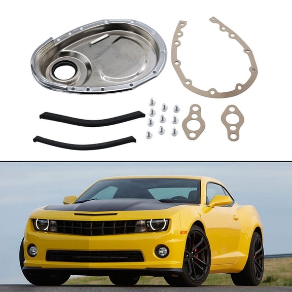 1Pcs Aluminum Silver Timing Chain Cover Kit Gasket Seal Bolts For Chevy 283 327 305 Replacement Car Accessories